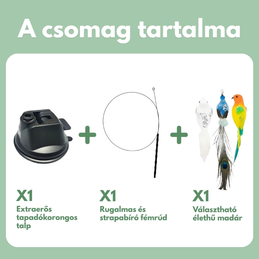 Interaktív macskajáték tollakkal, függesztve és ruganyos mozgással