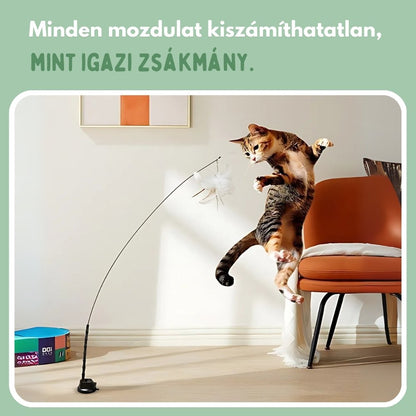Interaktív macskajáték tollakkal, függesztve és ruganyos mozgással